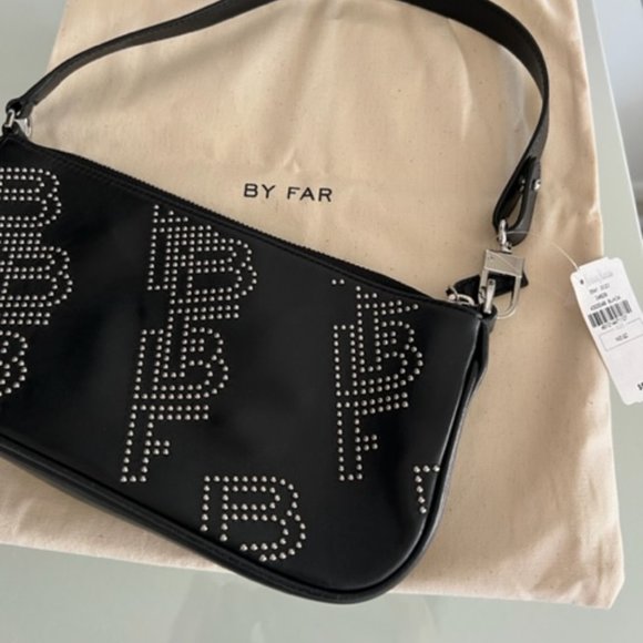 BY FAR Rachel Studded Leather Shoulder Bag